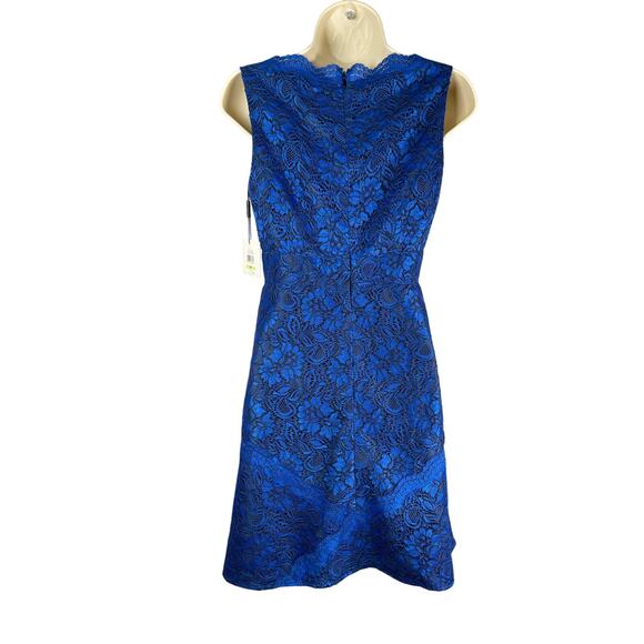 Calvin Klein Dress Womens 4P Celestial Blue Lace Scalloped Neck Sheath Cocktail - Picture 5 of 11